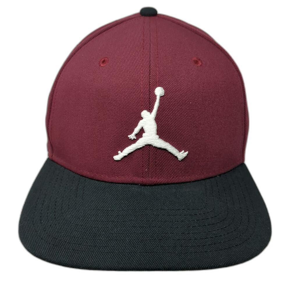 Jordan Snapback Hat Red Black One Size Flat Brim Jumpman Embroidered Logo Sports